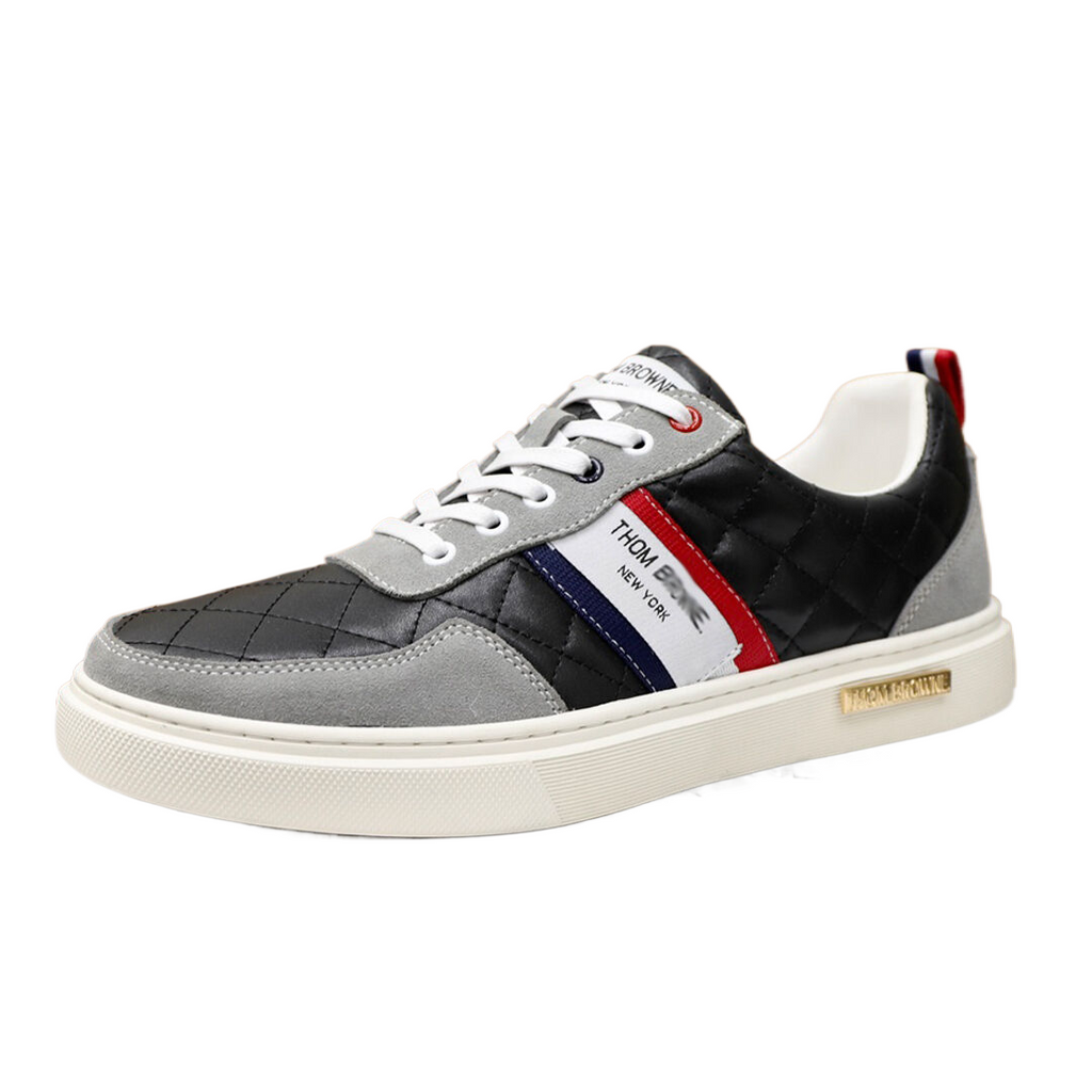Exclusive MR.TOM Leather 2025ss sneakers — Black-Gray — Size 38 — Side View