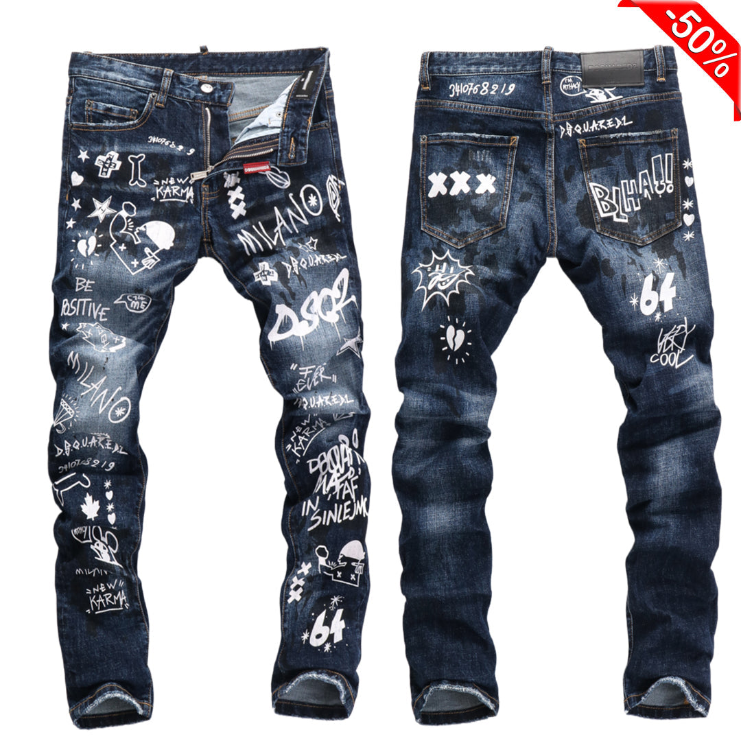 Exclusive dsquared2 New Man Graffiti Jeans — 28 — Front View