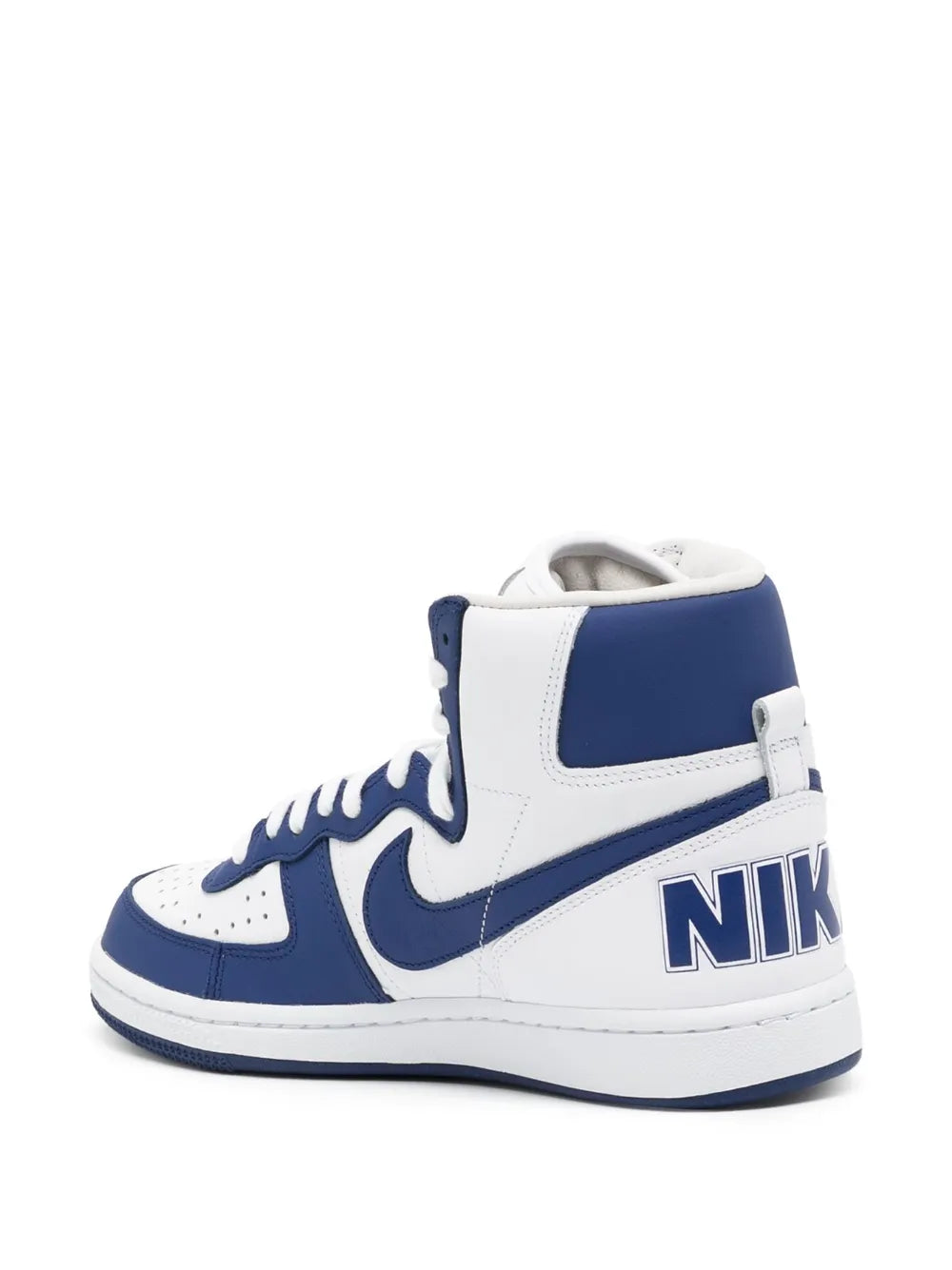 Exclusive Comme Des Gar ns Homme Plus Terminator High-Top Sneakers — Blue/White — Size US M 4 - US W 5.5 — Back View
