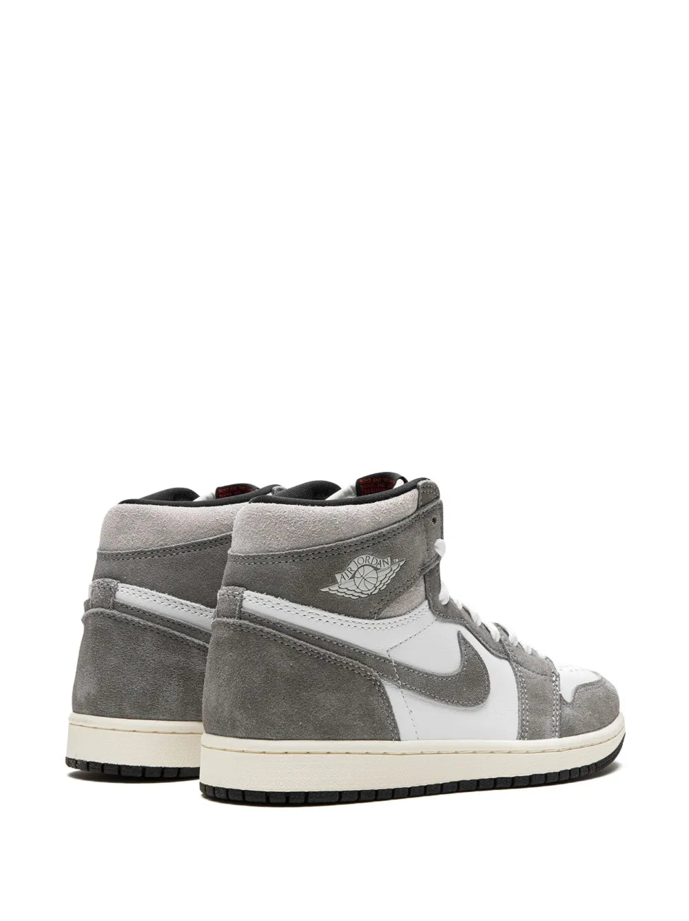 Exclusive Air Jordan 1 Washed Black Sneakers — White/Grey — Size US M 5 - US W 6.5 — Back View