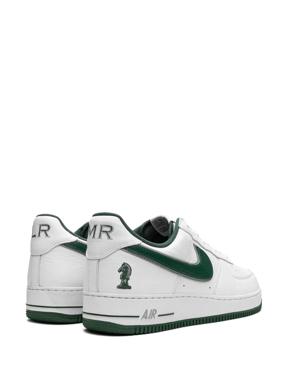 Exclusive Nike X Lebron James Air Force 1 Low Four Horsemen Sneakers — White/Dark Green — Size US M 3.5 - US W 5 — Back View