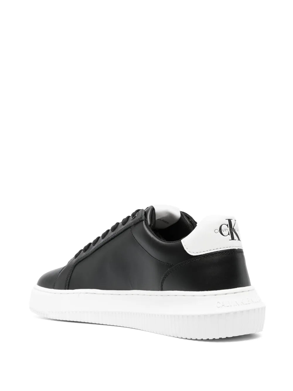 Exclusive Calvin Klein Jeans Logo-Print Low-Top Sneakers — Black/White — Size US M 7.5 - US W 9 — Back View