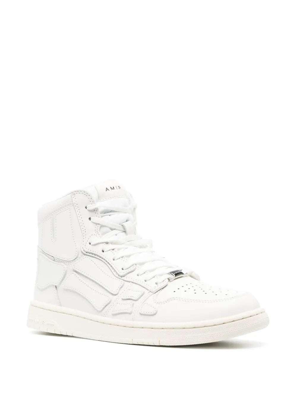 Exclusive Amiri Skel Appliqu Leather High-Top Sneakers — White — Size US M 10 - US W 11.5 — Side View