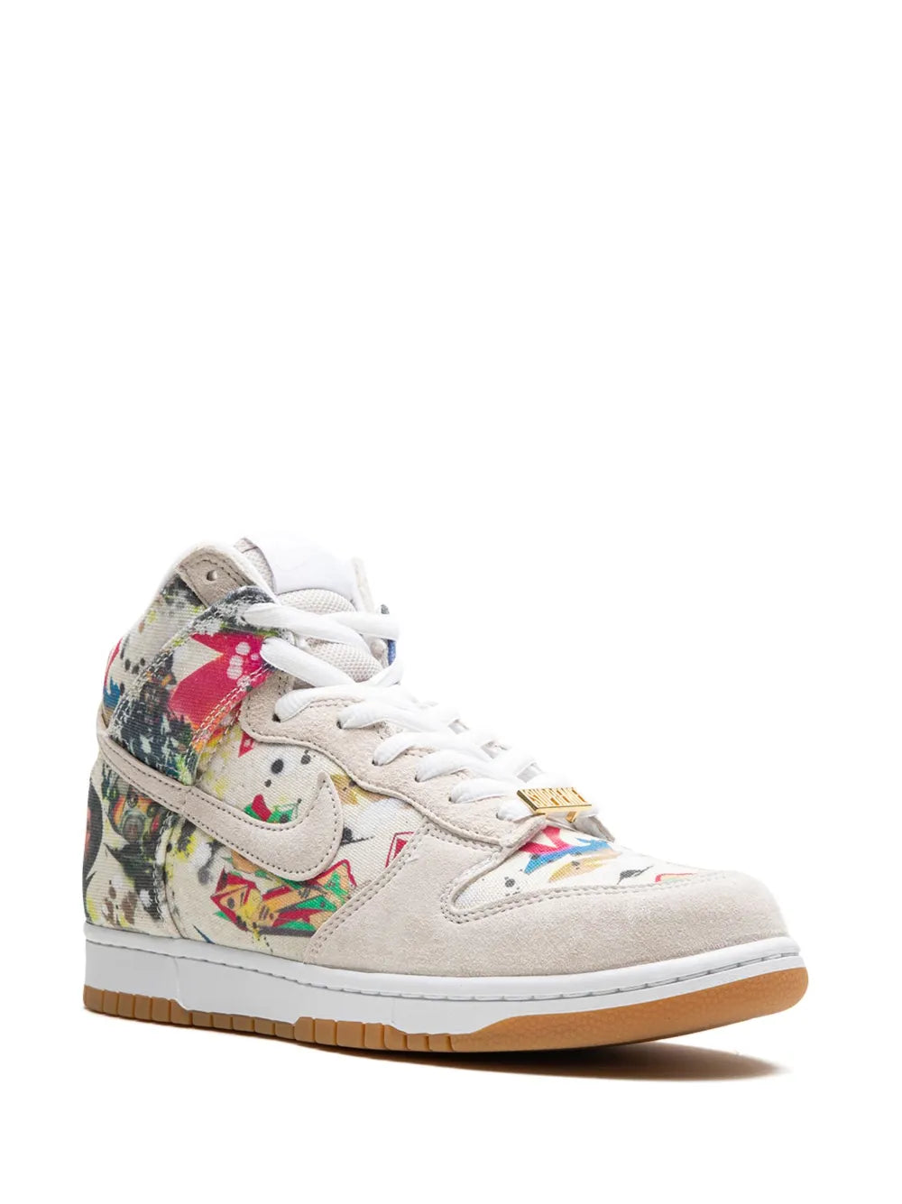 Exclusive Nike X Supreme Sb Dunk High Rammellzee Sneakers — White/Light Beige — Size US M 10.5 - US W 12 — Side View