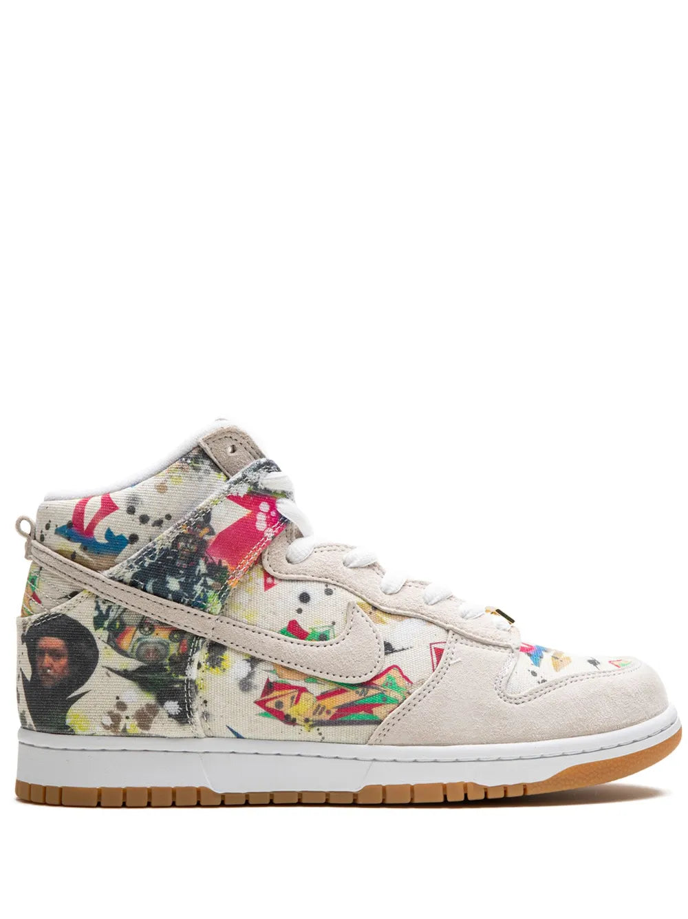 Exclusive Nike X Supreme Sb Dunk High Rammellzee Sneakers — White/Light Beige — Size US M 10.5 - US W 12 — Front View