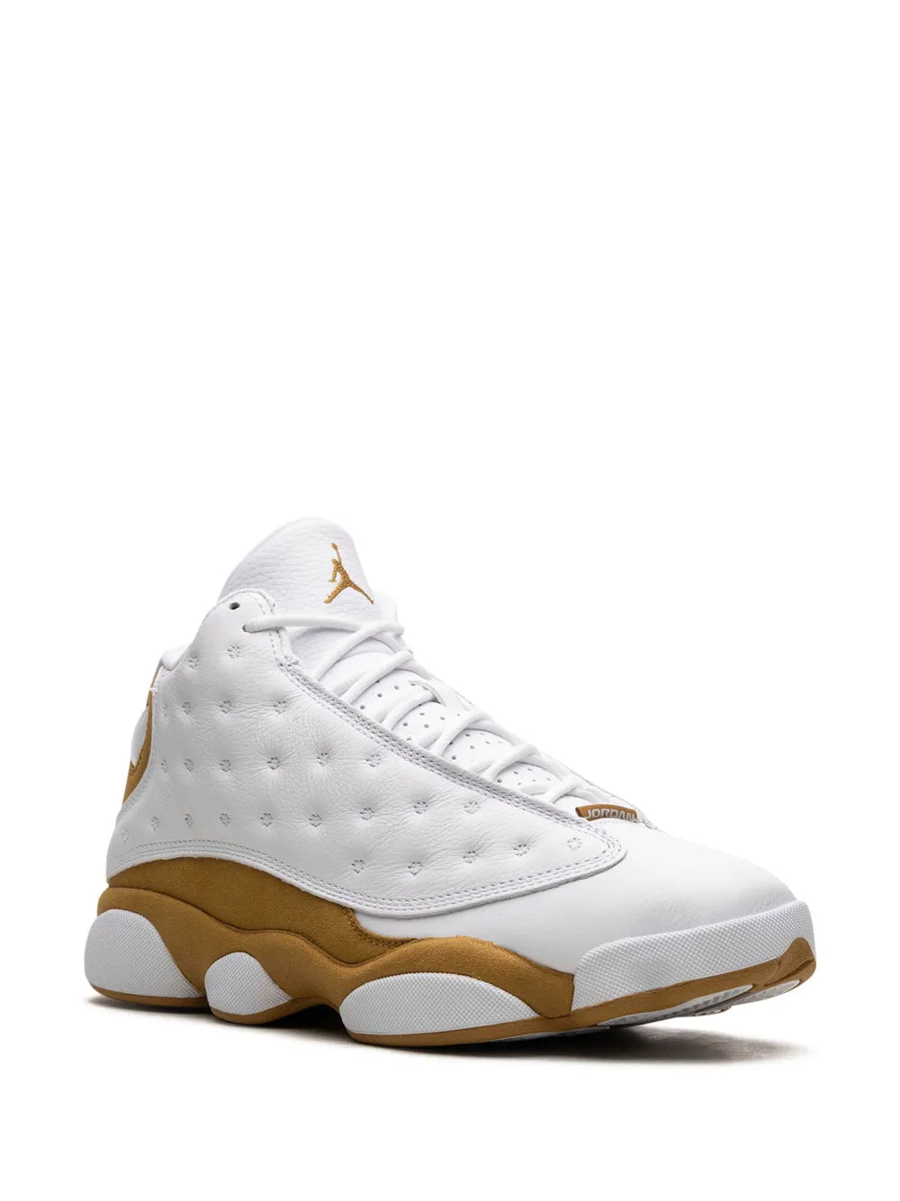 Exclusive Air Jordan 13 Wheat Sneakers — White/Wheat Brown — Size US M 4.5 - US W 6 — Side View