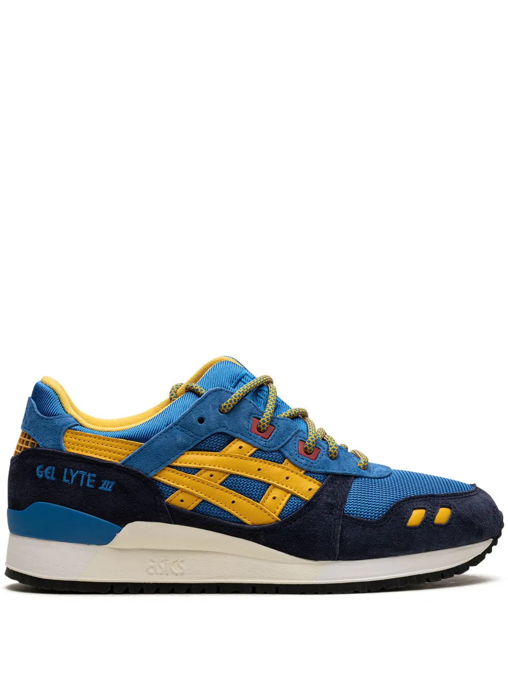 Exclusive Asics X X-Men X Kith Gel-Lyte Iii 07 Remastered Cyclops Sneakers — Blue/Yellow — Size US M 11.5 - US W 13 — Front View