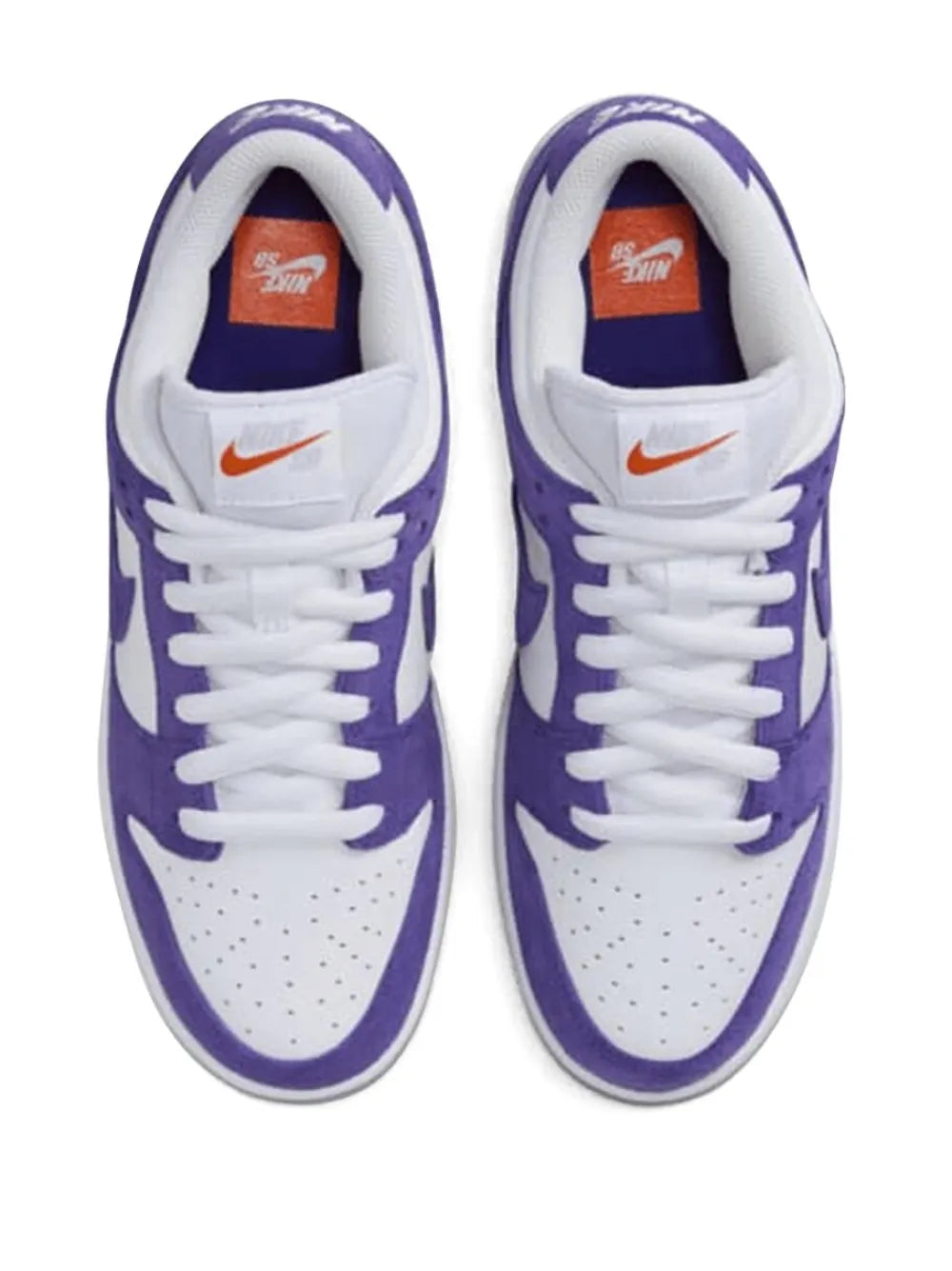 Exclusive Nike Sb Dunk Low Pro Iso Court Purple Sneakers — White/Purple — Size US M 9.5 - US W 11 — Top View