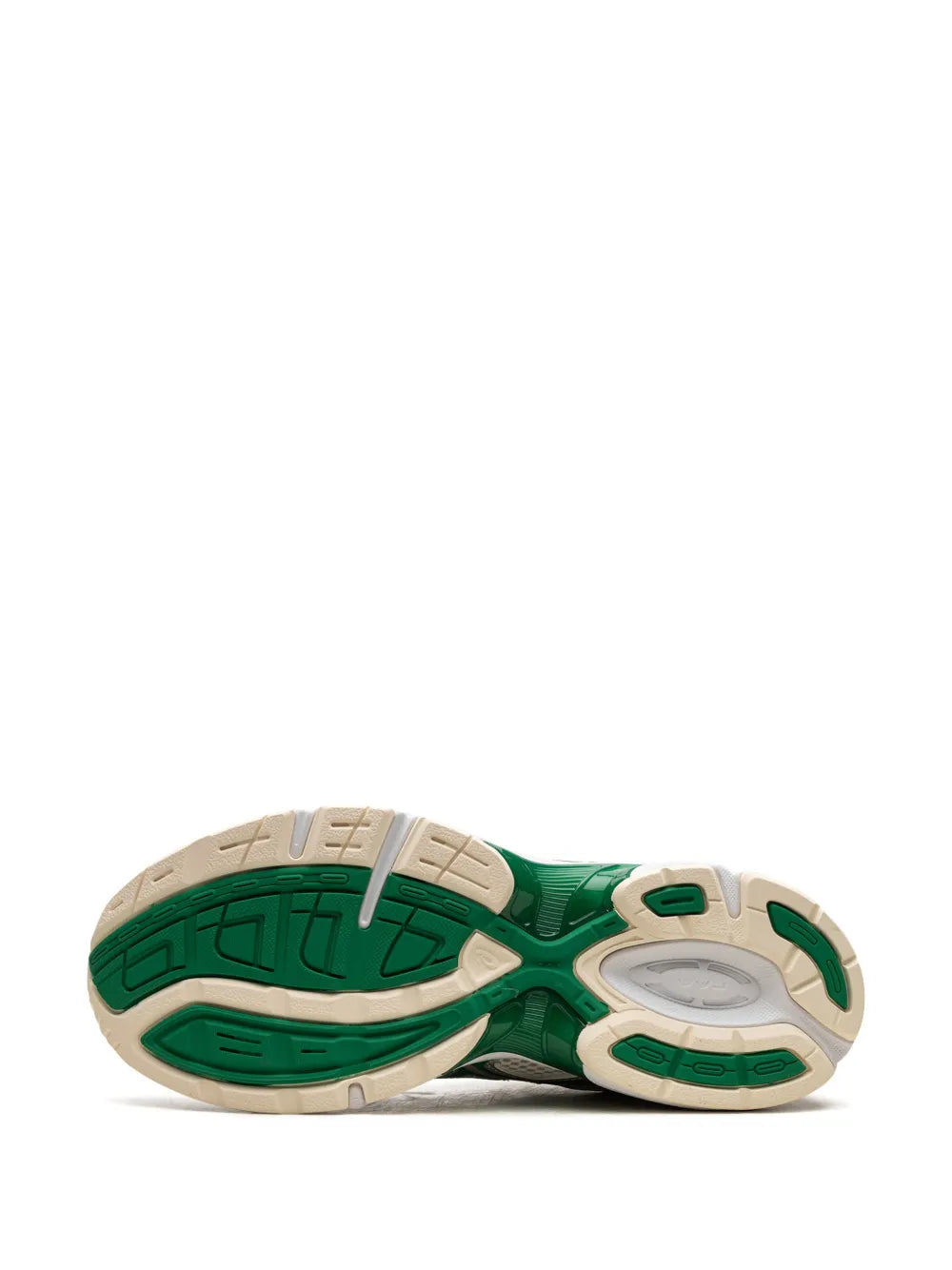 Exclusive Asics Gel-1130 Kale Green Sneakers — Green/Silver-Tone/Cream White — Size US M 6 - US W 7.5 — Top View