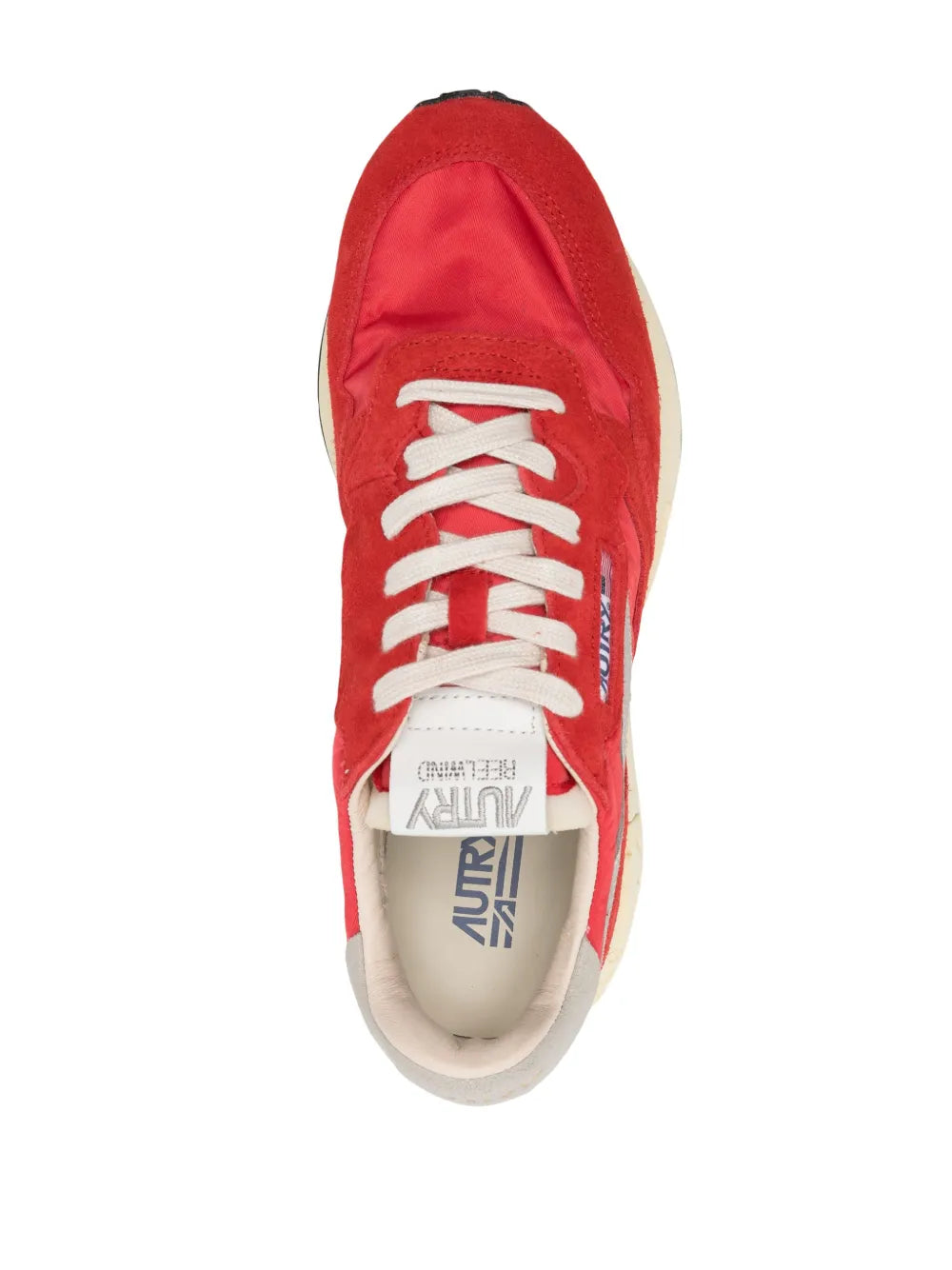 Exclusive Autry Reelwind Suede Sneakers — Red/Light Grey/Cream White — Size US M 3.5 - US W 5 — Top View