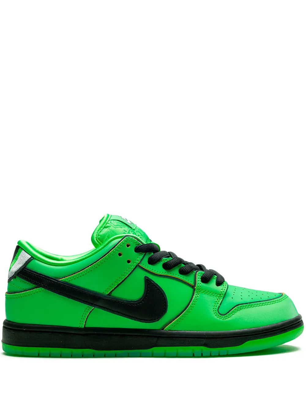 Exclusive Nike X Powerpuff Girls Sb Dunk Buttercup Sneakers — Bright Green — Size US M 11.5 - US W 13 — Front View