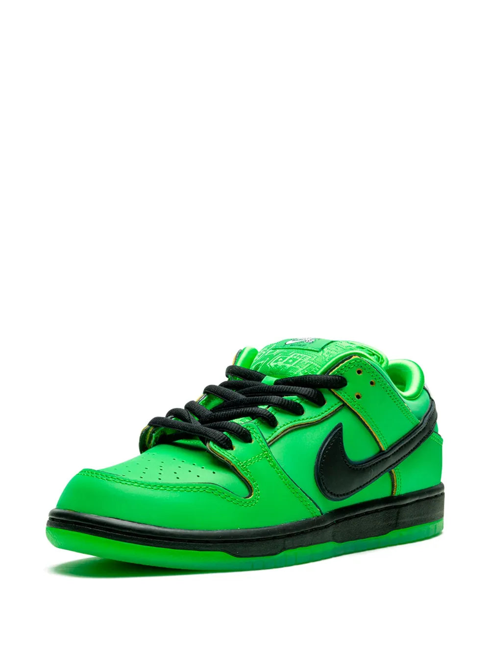 Exclusive Nike X Powerpuff Girls Sb Dunk Buttercup Sneakers — Bright Green — Size US M 11.5 - US W 13 — Top View