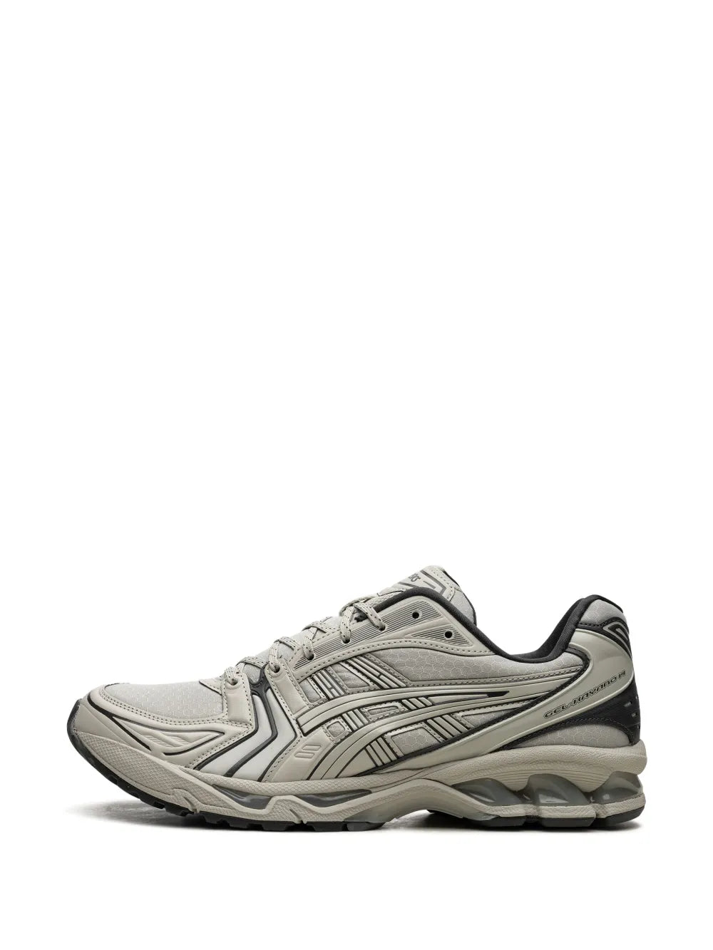 Exclusive Asics Gel-Kayano 14 Panelled Sneakers — Grey/Bone White — Size US M 9.5 - US W 11 — Detail View