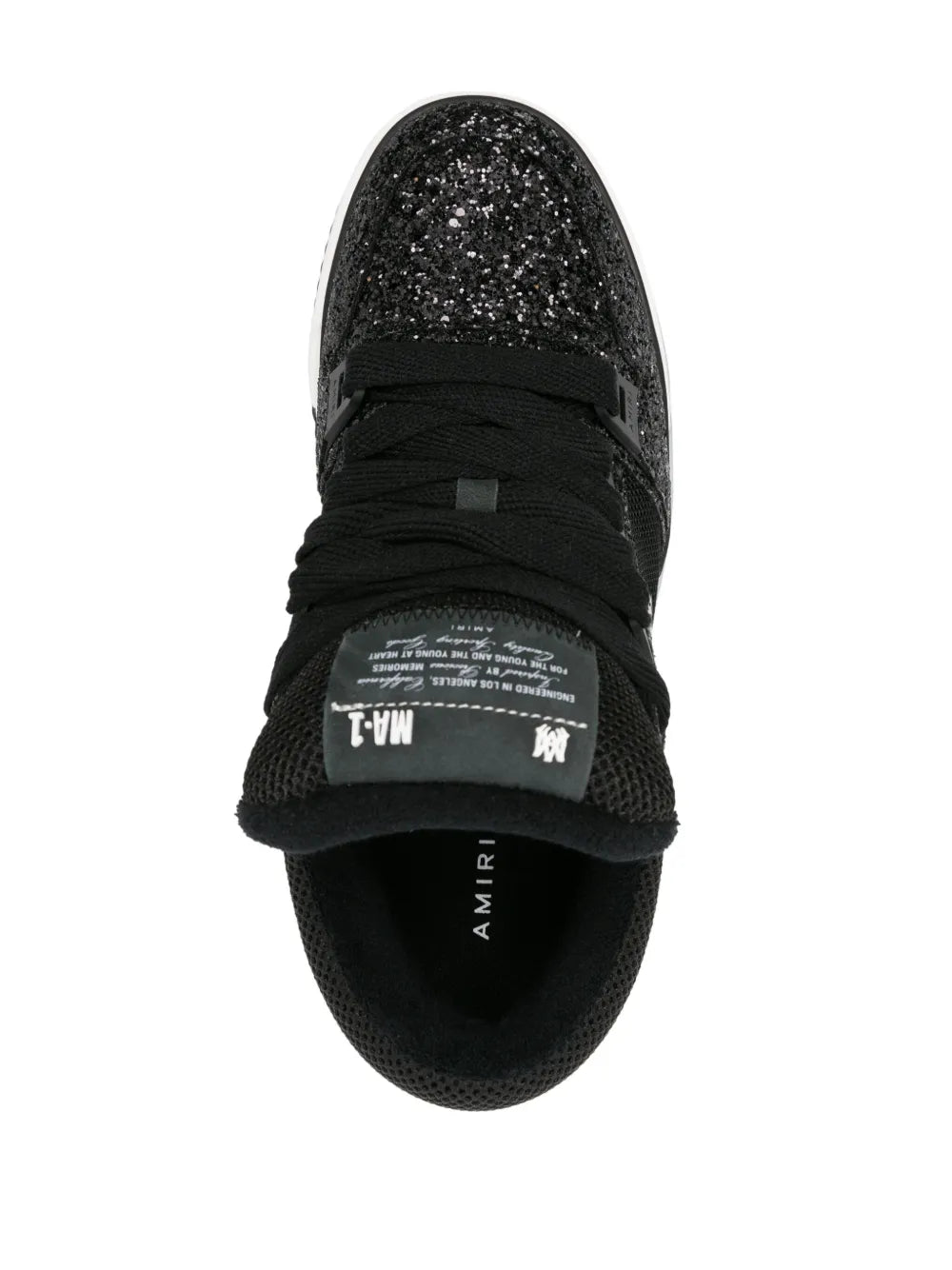 Exclusive Amiri Ma-1 Glittered Sneakers — Black/White — Size US M 11.5 - US W 13 — Top View