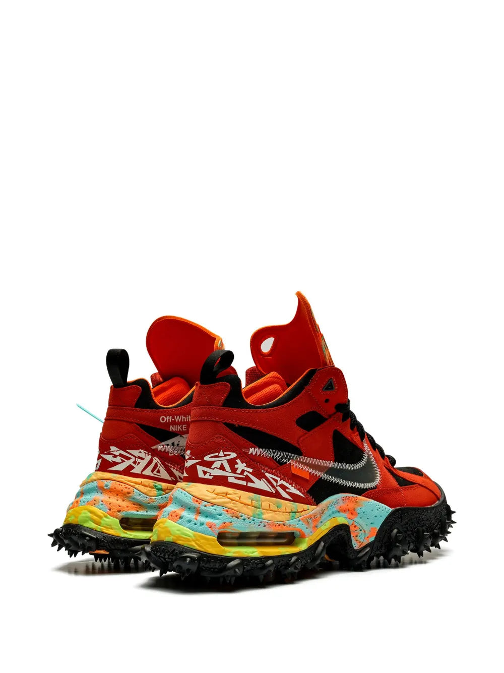 Exclusive Nike X Off-White Air Terra Forma Mantra Orange Sneakers — Red — Size US M 6.5 - US W 8 — Top View