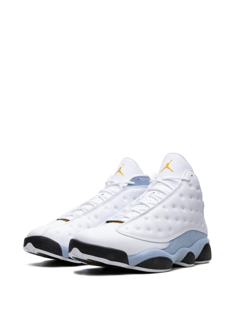 Exclusive Air Jordan 13 Retro Blue Grey Sneakers — White/Light Blue/Black — Size US M 11 - US W 12.5 — Detail View