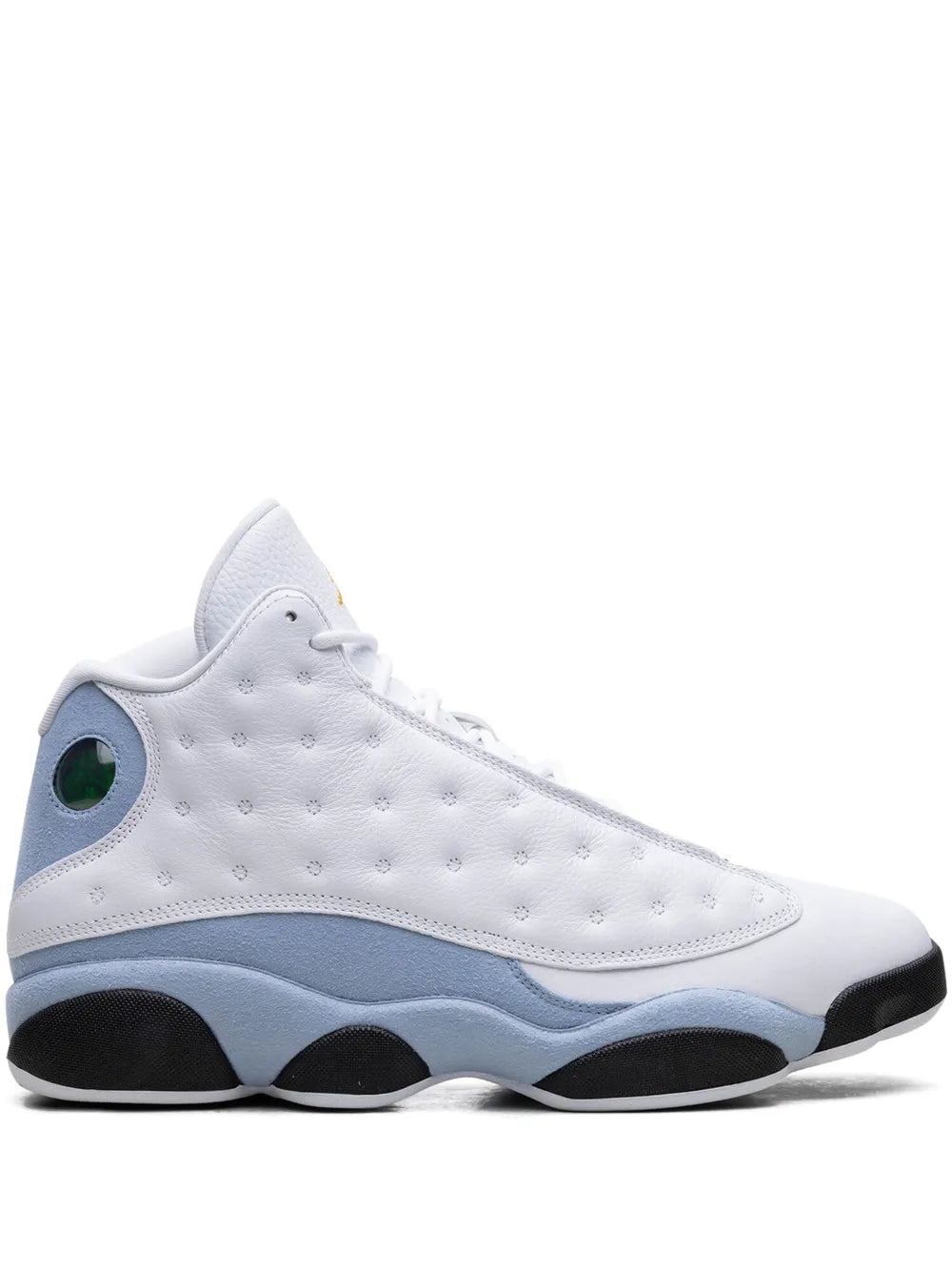 Exclusive Air Jordan 13 Retro Blue Grey Sneakers — White/Light Blue/Black — Size US M 11 - US W 12.5 — Front View