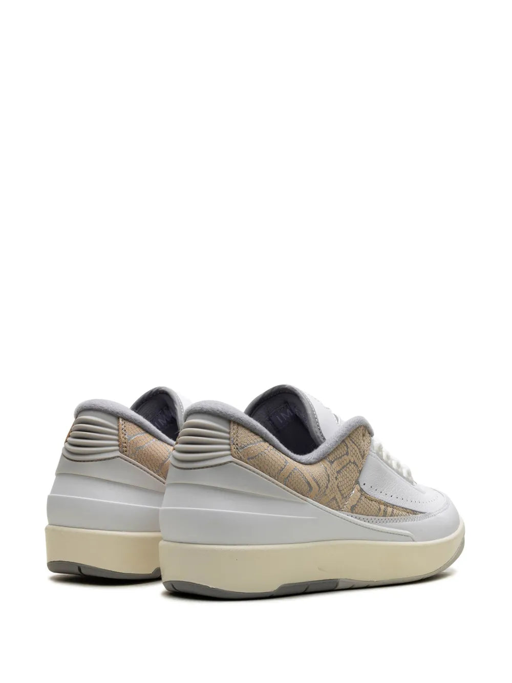 Exclusive Air Jordan 2 Low Python Sneakers — White/Grey — Size US M 4.5 - US W 6 — Back View
