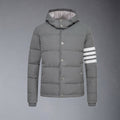Exclusive Thom Browne Hooded Down Jacket — Gray — Size 1/M — Front View