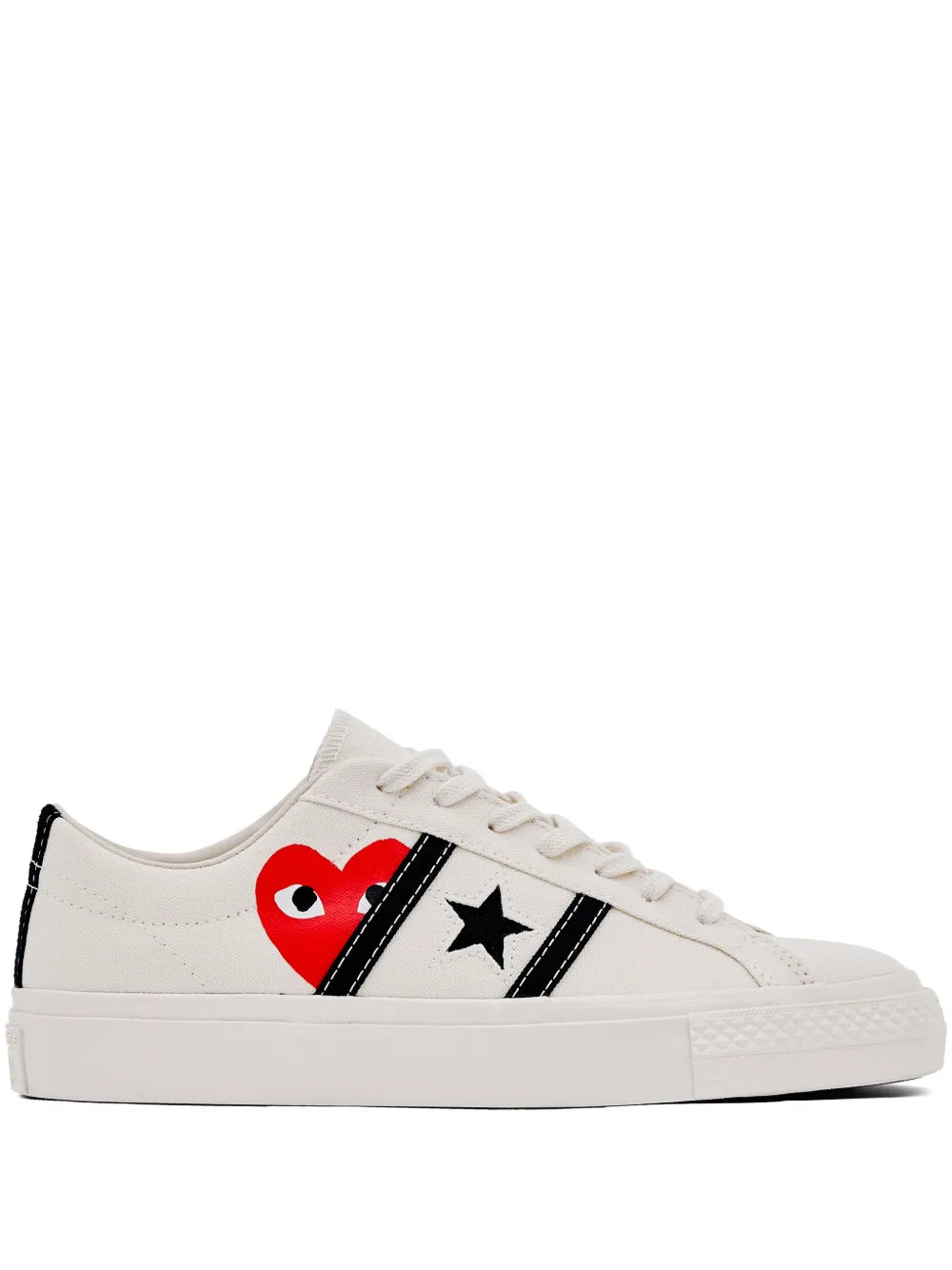 Exclusive Comme Des Gar ns Play X Converse One Star Academy Pro Sneakers — White — Size US M 4 - US W 5.5 — Front View