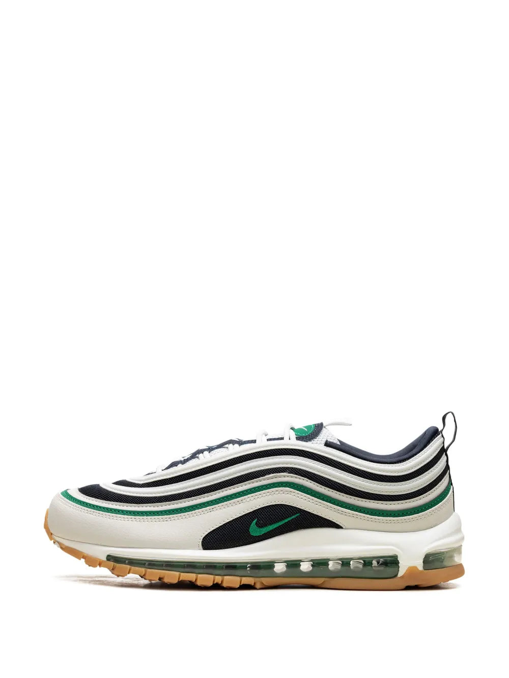 Exclusive Air Max 97 Photon Dust Malachite Sneakers — Cream White/Black/Green — Size US M 11.5 - US W 13 — Detail View