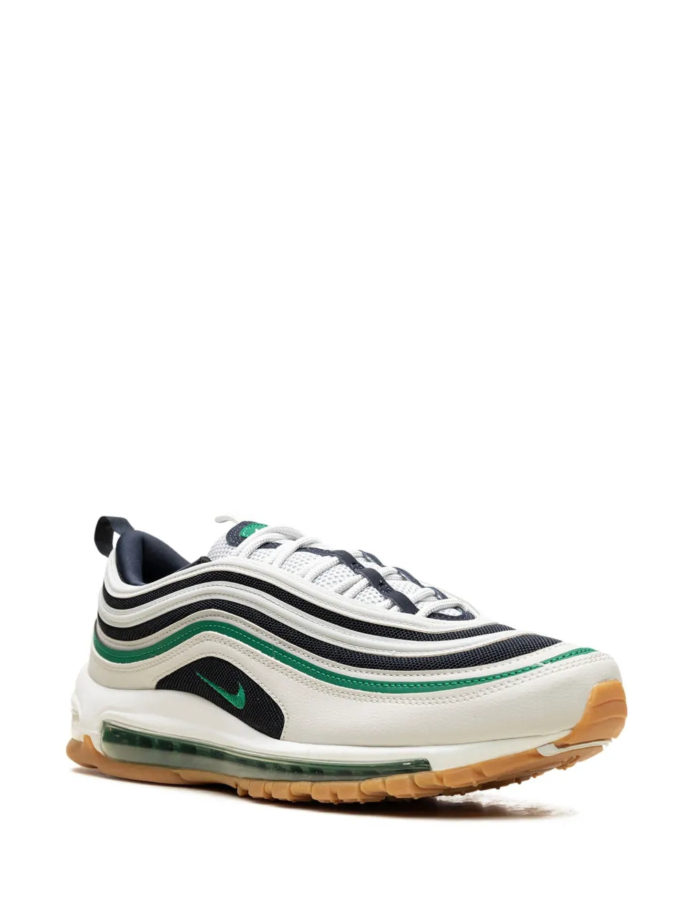 Exclusive Air Max 97 Photon Dust Malachite Sneakers — Cream White/Black/Green — Size US M 11.5 - US W 13 — Side View