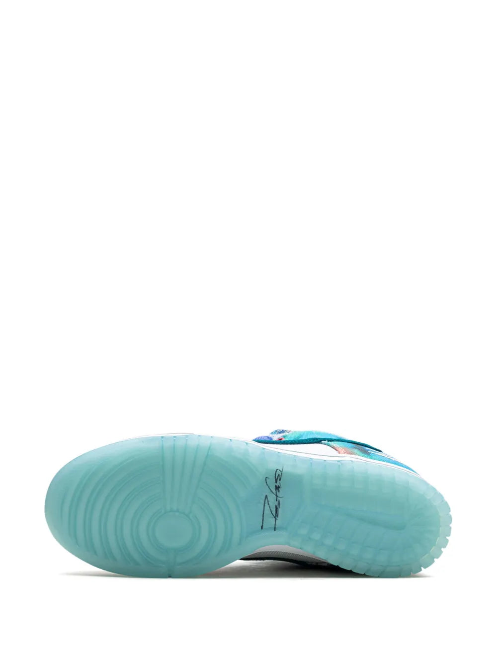 Exclusive Nike X Futura Laboratories Sb Dunk Low Bleached Aqua Sneakers — White/Aqua Blue/Teal Blue — Size US M 3.5 - US W 5 — Top View