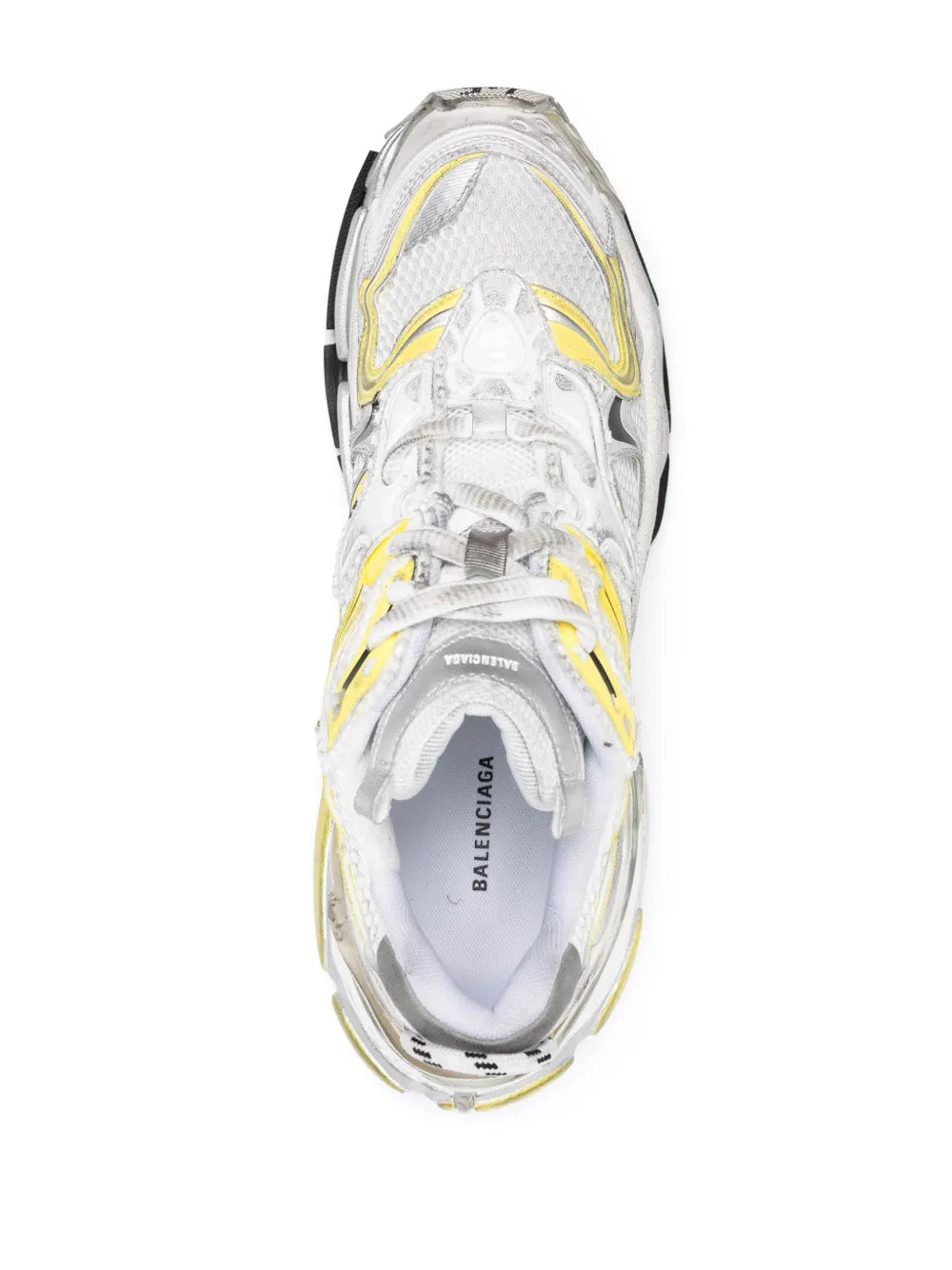 Exclusive Balenciaga Runner 2.0 Sneakers — White/Yellow — Size US M 9 - US W 10.5 — Top View