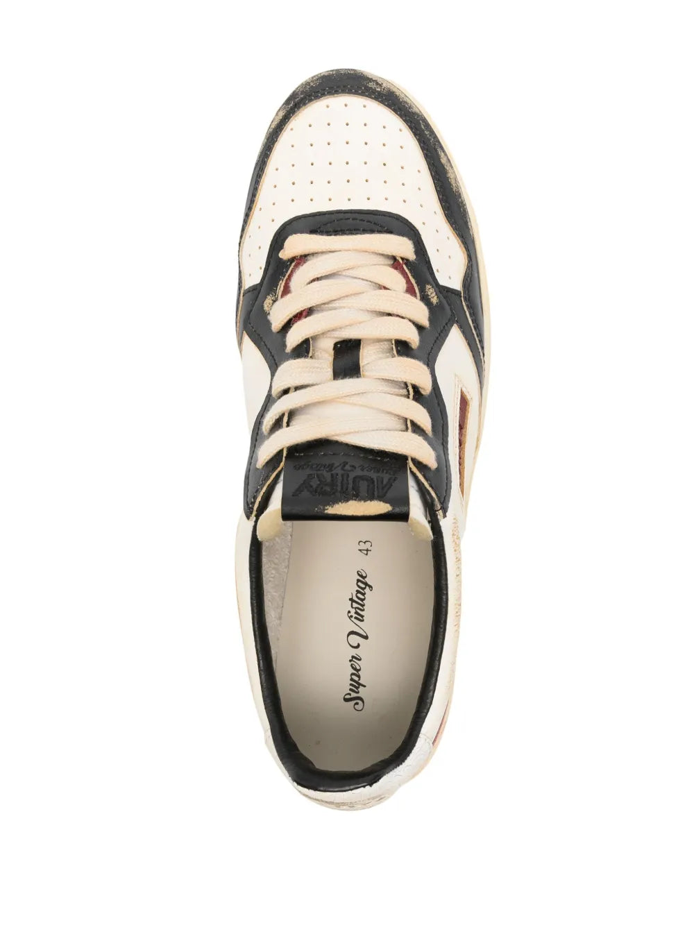 Exclusive Autry Action Leather Sneakers — White/Black/Dark Red — Size US M 11.5 - US W 13 — Top View