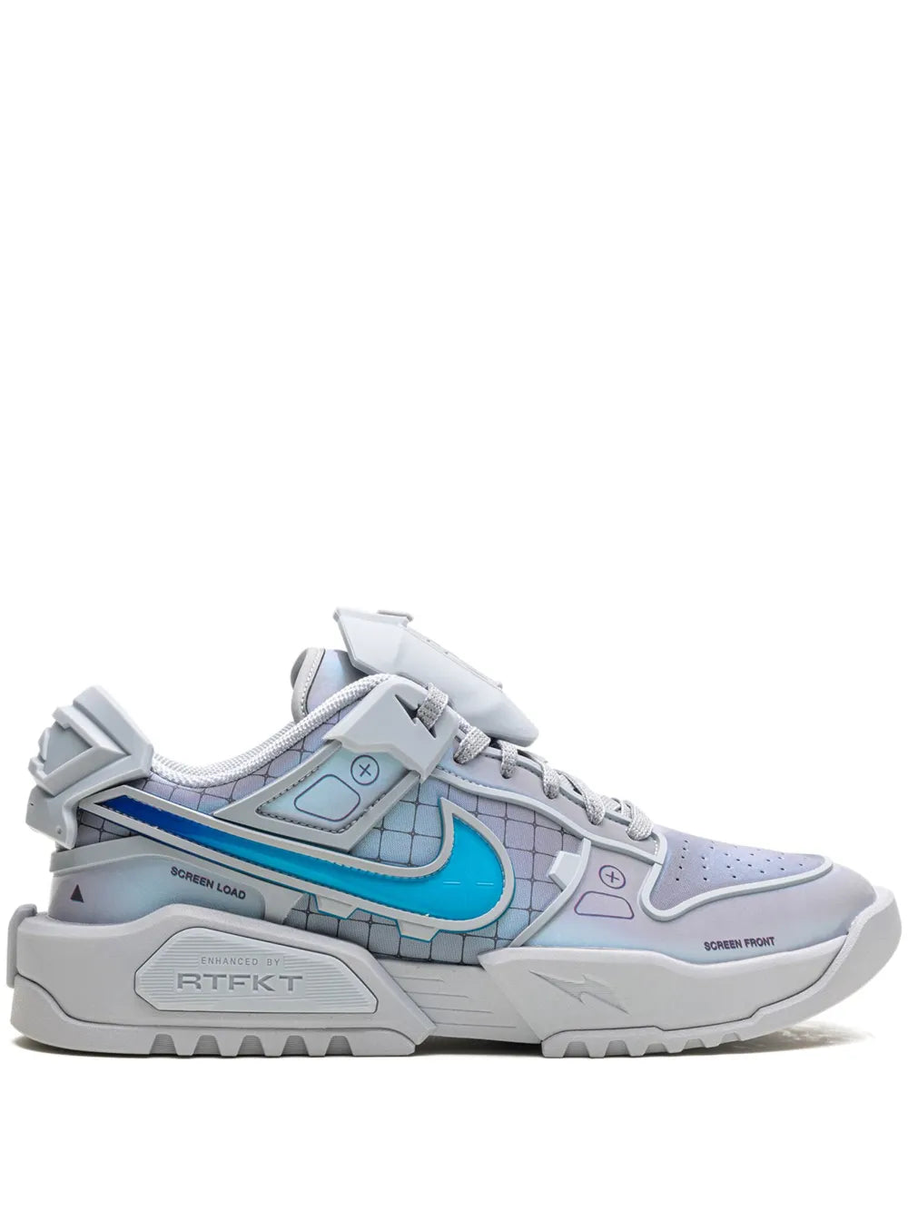 Exclusive Nike X Rtfkt Dunk Genesis Low Og (Edition Of 6841) Sneakers — Light Grey/Blue — Size US M 11.5 - US W 13 — Front View