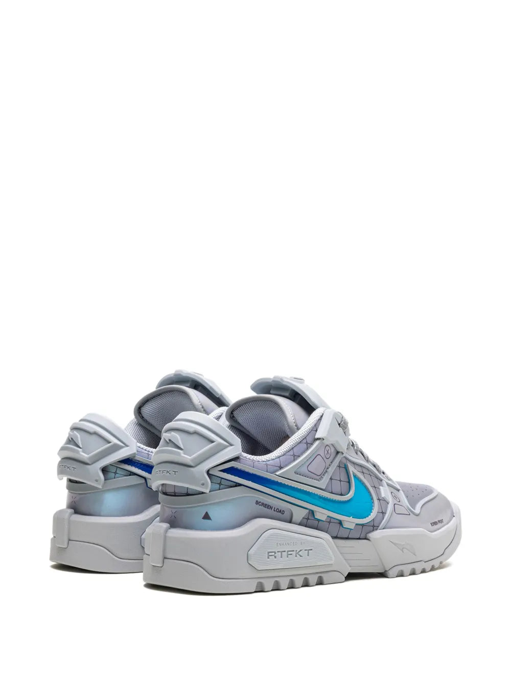 Exclusive Nike X Rtfkt Dunk Genesis Low Og (Edition Of 6841) Sneakers — Light Grey/Blue — Size US M 11.5 - US W 13 — Back View
