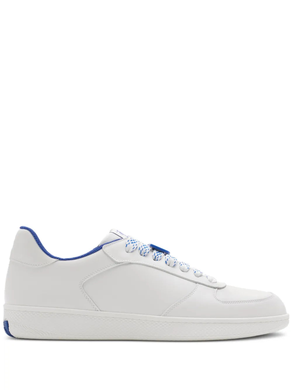 Exclusive Burberry Terrace Leather Sneakers — White/Electric Blue — Size US M 6.5 - US W 8 — Front View