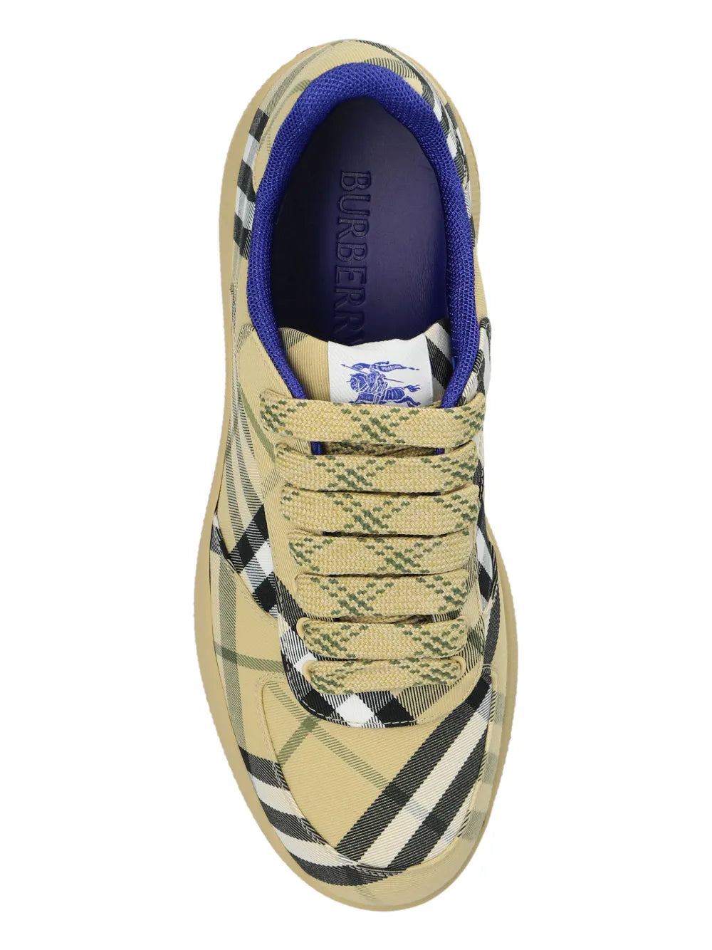 Exclusive Burberry Tartan Pattern Trainers — S/ Beige — Size US M 7.5 - US W 9 — Lifestyle View