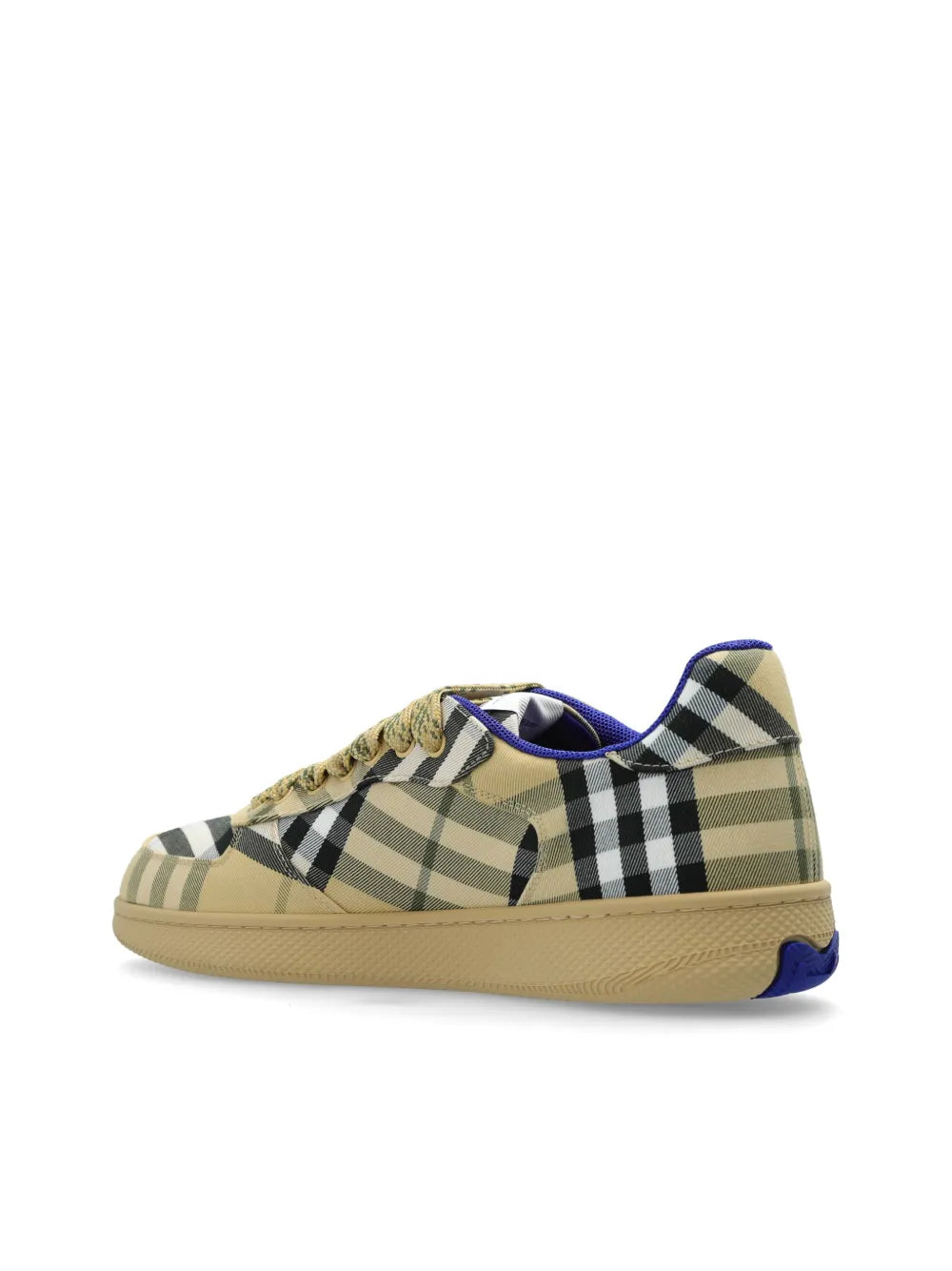Exclusive Burberry Tartan Pattern Trainers — S/ Beige — Size US M 7.5 - US W 9 — Detail View