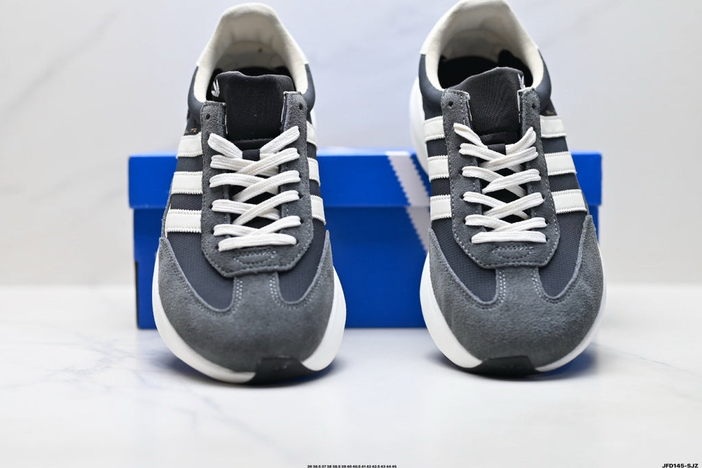 Exclusive Adidas K81801650 Unisex Running Shoes — Grey/Black — Size EU 36 / US M4 / W5.5 / 23CM — Back View