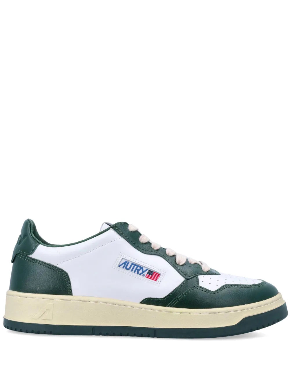 Exclusive Autry Medalist Sneakers — White/Green — Size US M 7.5 - US W 9 — Front View