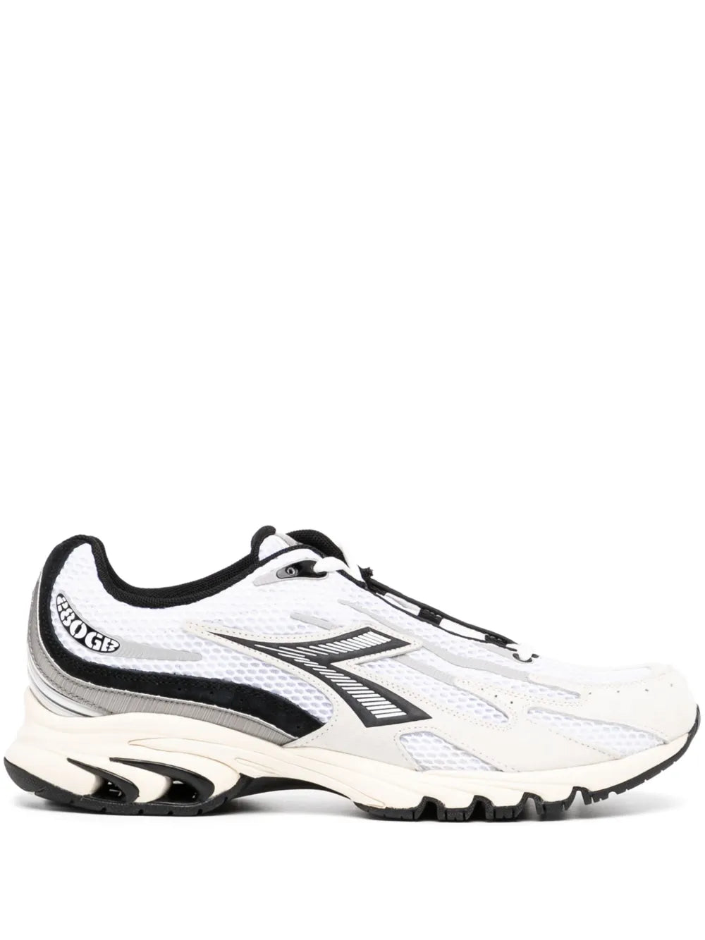 Exclusive Diadora Mythos Propulsion 280 Sneakers — White/Black/Grey — Size US M 4 - US W 5.5 — Front View