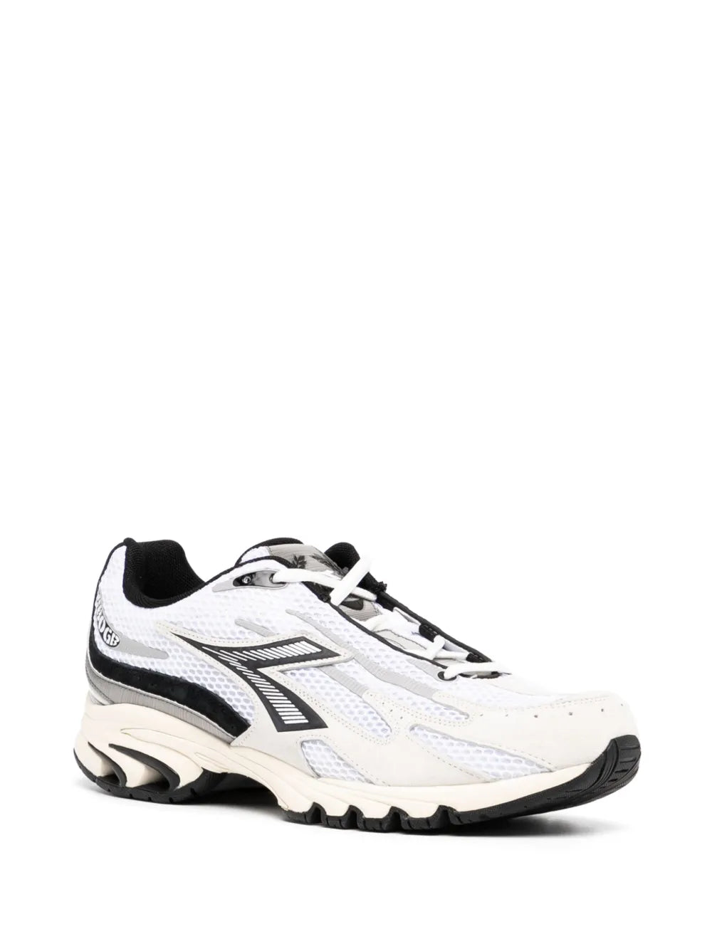 Exclusive Diadora Mythos Propulsion 280 Sneakers — White/Black/Grey — Size US M 4 - US W 5.5 — Side View