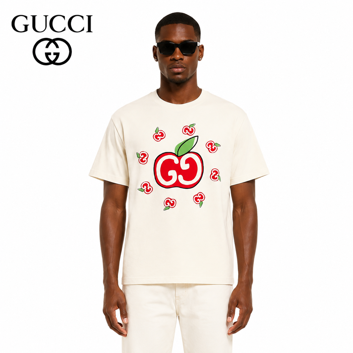 Exclusive Gucci GG Apple Print T-Shirt — XS — Front View