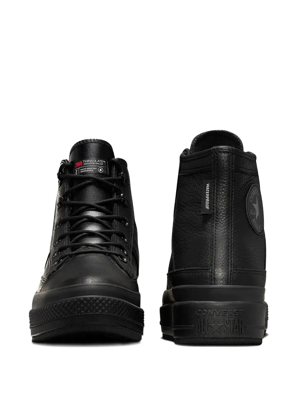 Exclusive Converse Waterproof Platform Sneakers — Black — Size US M 7 - US W 8.5 — Back View