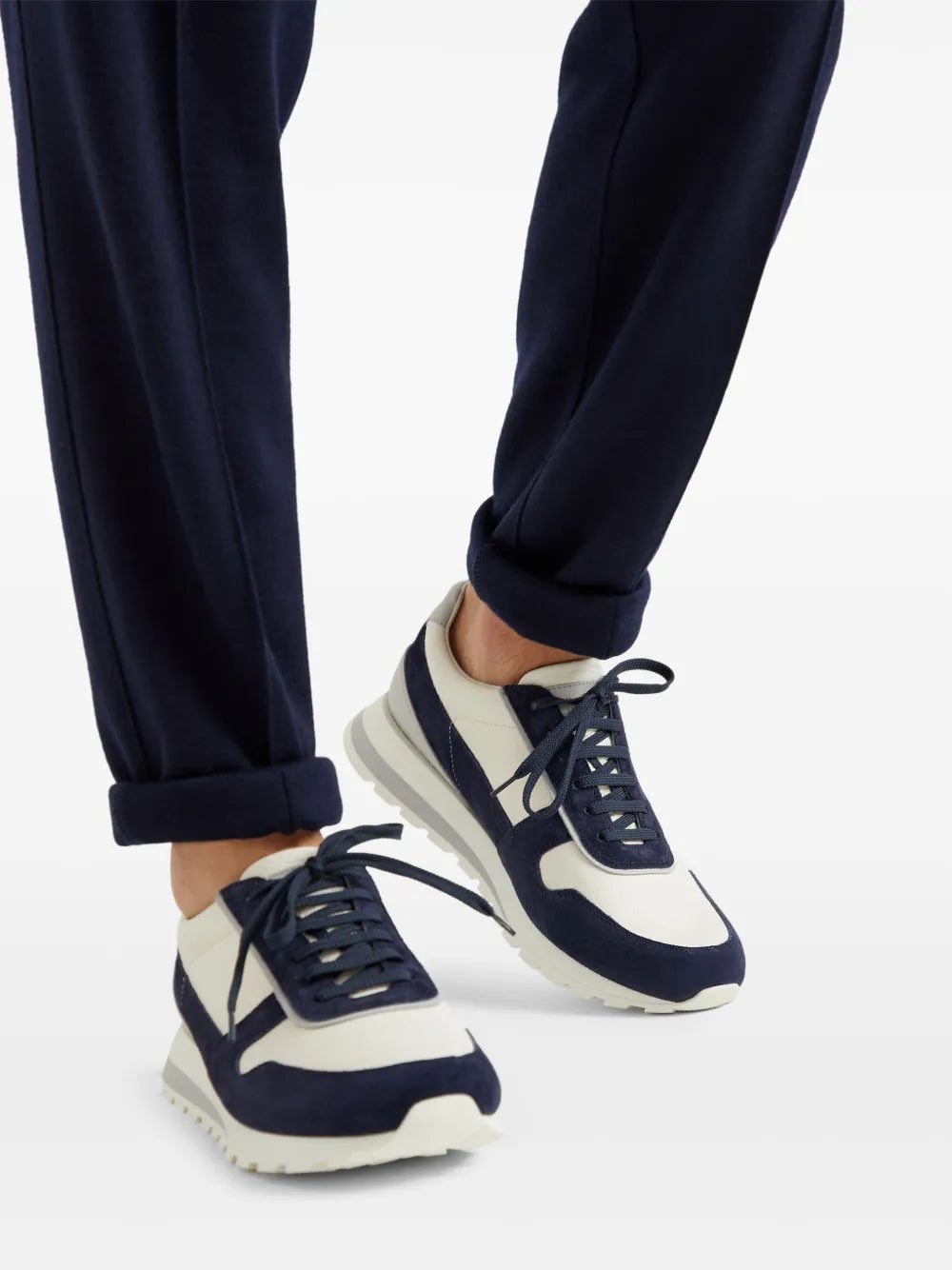 Exclusive Brunello Cucinelli Panelled Sneakers — Navy Blue — Size US M 10.5 - US W 12 — Detail View