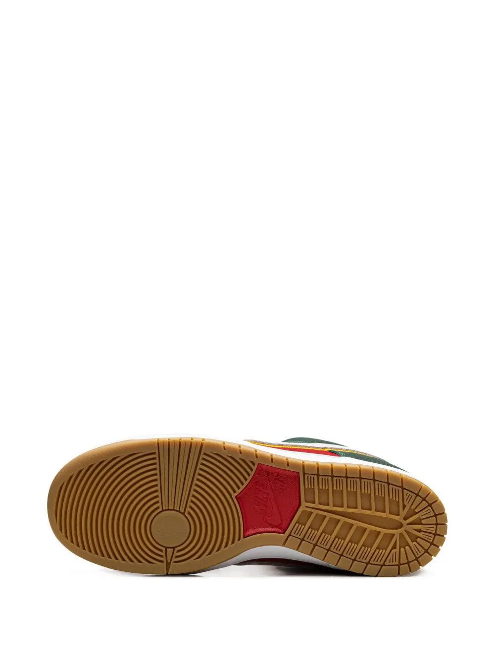 Exclusive Nike Sb Dunk Seattle Sonics - Fir/Fire Red/University Gold Sneakers — Green — Size US M 10.5 - US W 12 — Top View