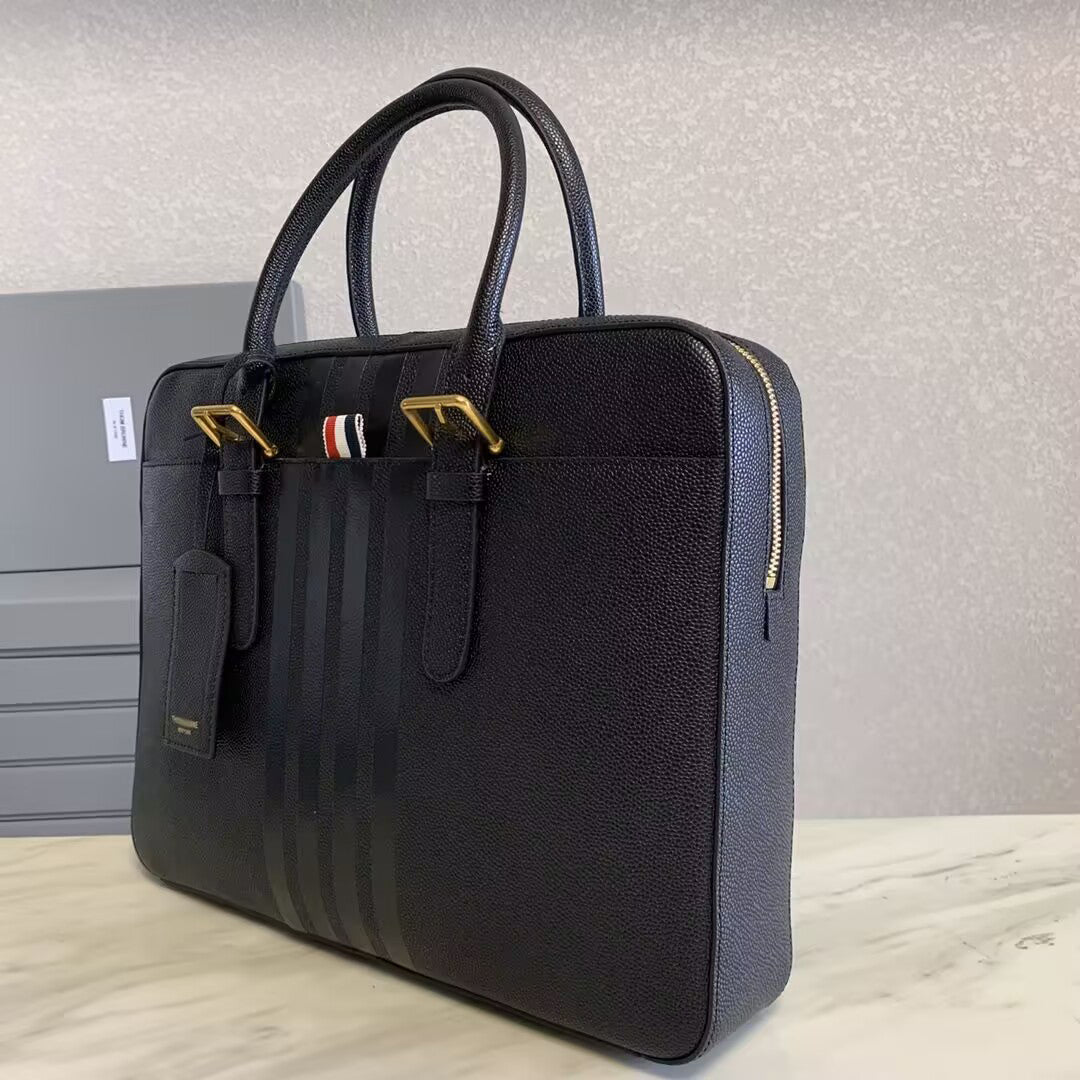 Exclusive Thom Browne Top-grade cowhide briefcase — 38CM*30CM*7CM — Top View