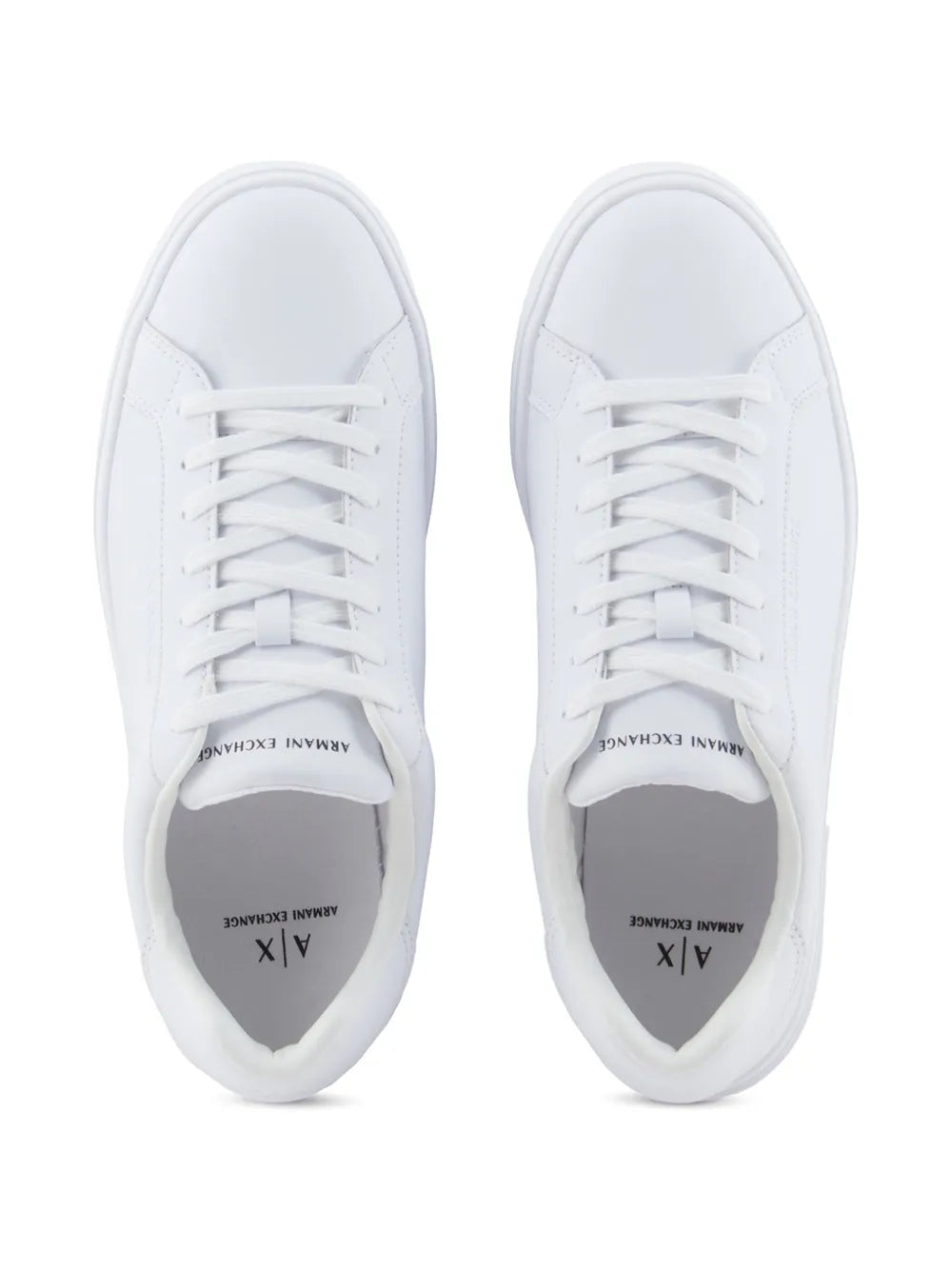 Exclusive Armani Exchange Leather Sneakers — White — Size US M 8.5 - US W 10 — Top View