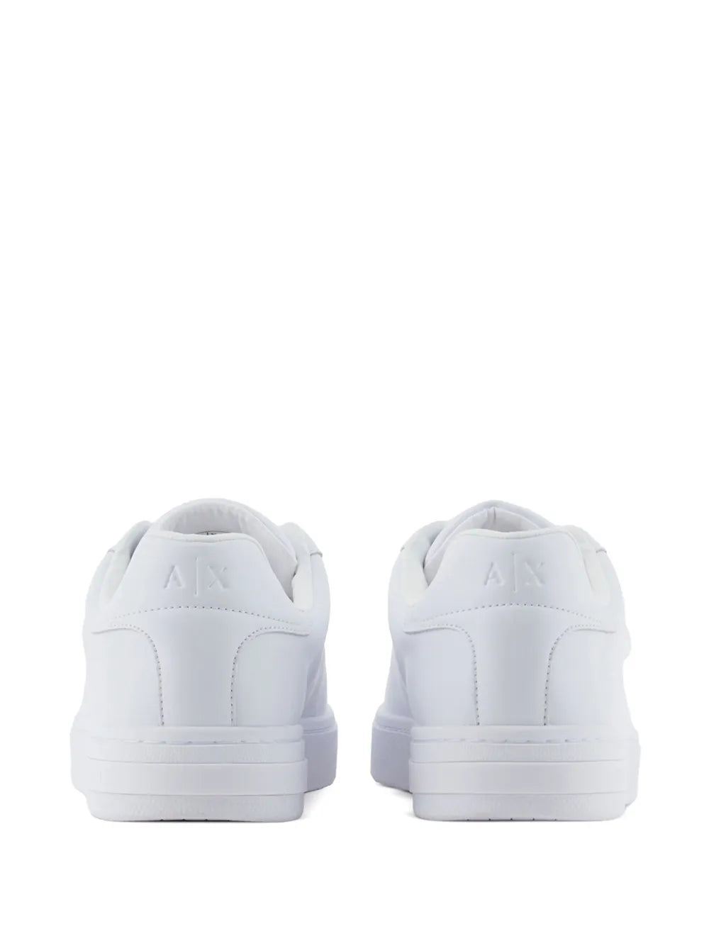 Exclusive Armani Exchange Leather Sneakers — White — Size US M 8.5 - US W 10 — Back View