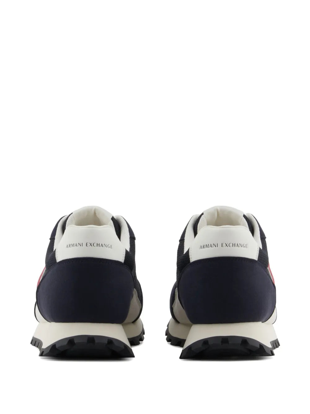 Exclusive Armani Exchange Logo-Patch Sneakers — Navy Blue — Size US M 8.5 - US W 10 — Back View
