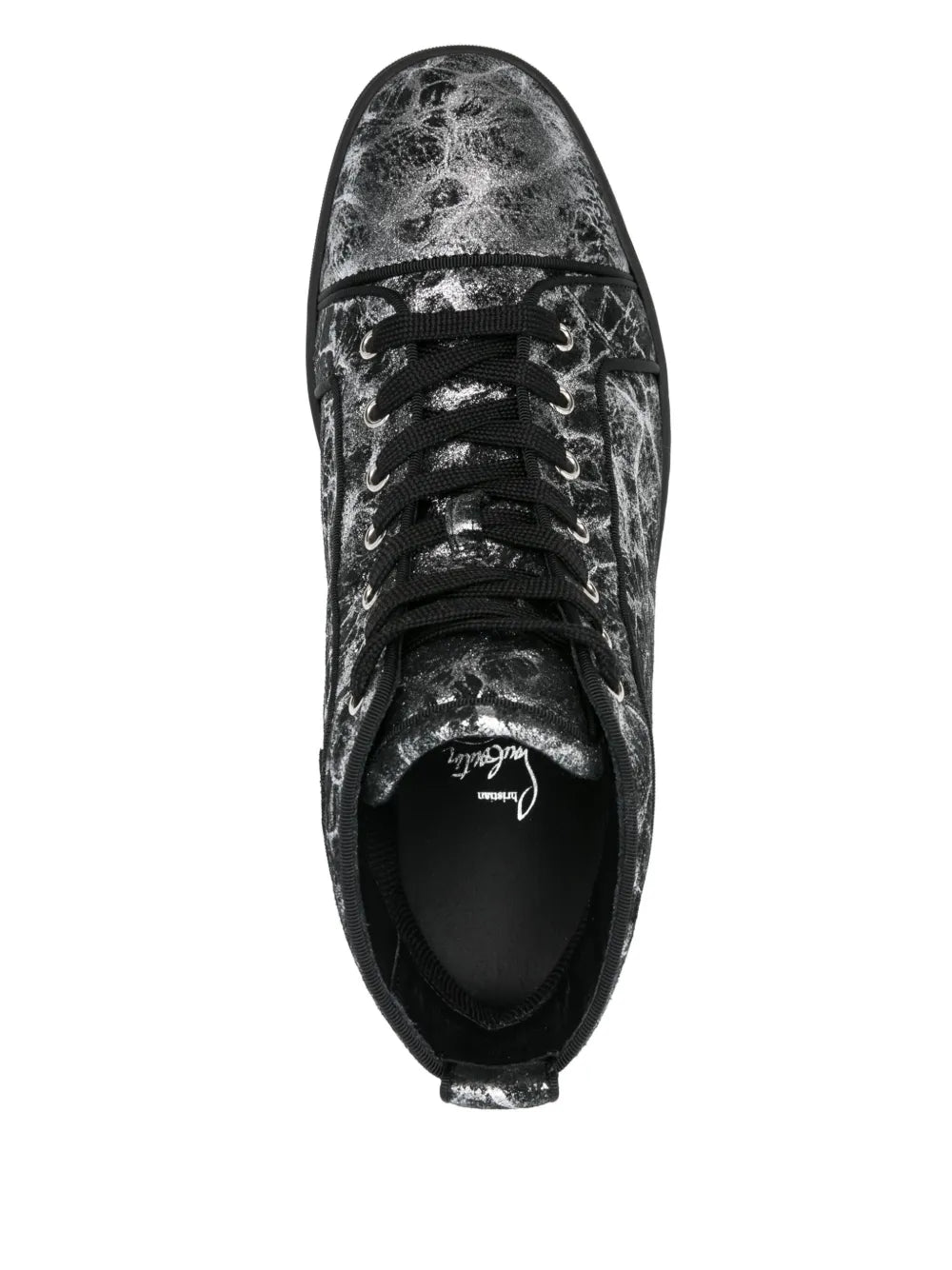 Exclusive Christian Louboutin Metallic-Effect Sneakers — Black — Size US M 10.5 - US W 12 — Top View