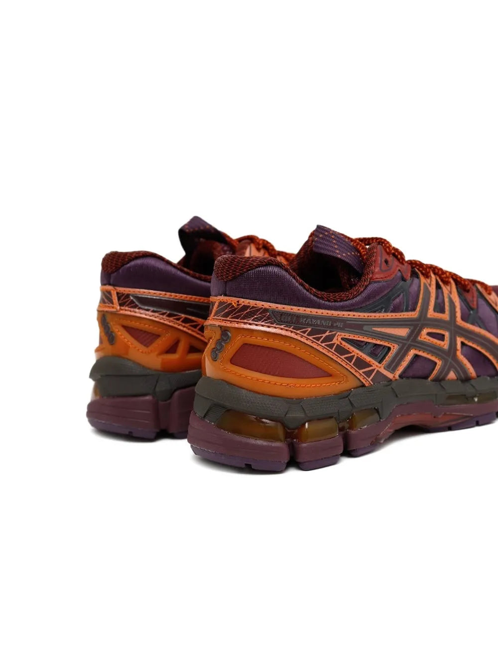 Exclusive Asics Ub10-S Gel-Kayano 20 Sneakers — Burgundy / Orange — Size US M 9.5 - US W 11 — Back View