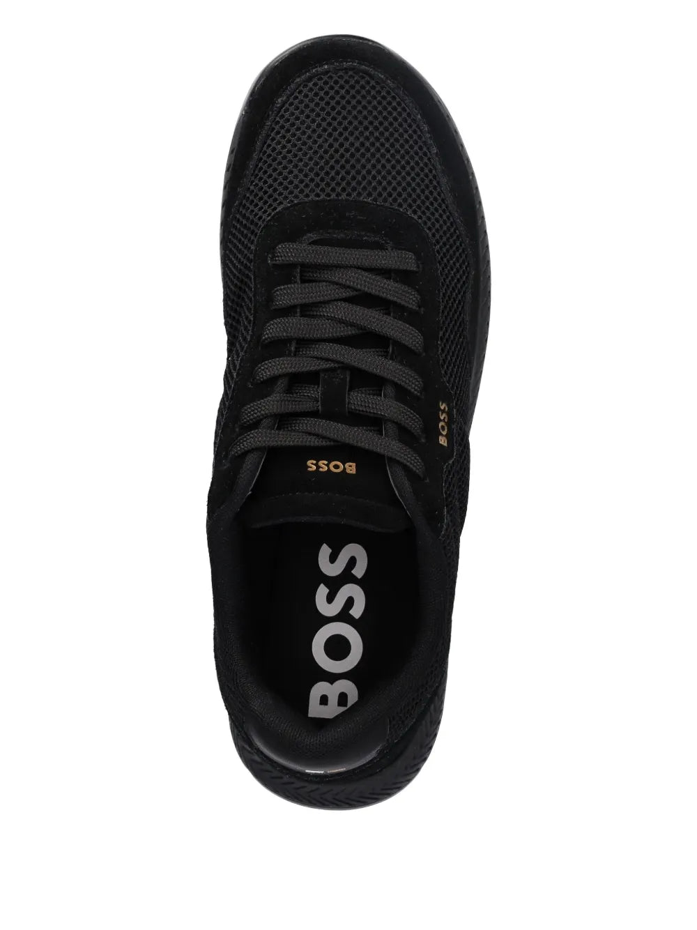 Exclusive Boss Titanium Mesh-Panel Sneakers — Black — Size US M 3.5 - US W 5 — Top View