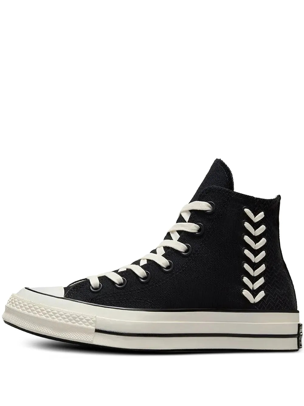 Exclusive Converse Chuck 70 Crafted Laces Sneakers — Black — Size US M 10 - US W 11.5 — Front View